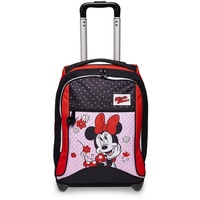 Seven Trolley, Minnie Mouse, 2 in 1, Schulranzen mit Rollen, Rucksack mit Trolleyfunktion für Kinder, ab 1. Klasse, für Schule, Reisen, Mädchen&Jungen; rot/schwarz