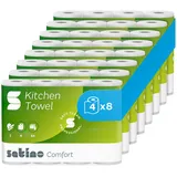 Satino Küchenrolle 2-lagig – extrem saugstark, extra reißfest & besonders weich dank feinstem Zellstoff – Made in Germany - Küchentücher Vorrat - Umfang: 32 Rollen - 64 Blatt je Küchenrolle - Reserve