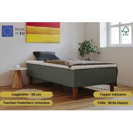 Home Affaire Boxspringbett »Osterberg« mit Taschen-Federkernunterbox grau