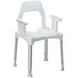 Dietz Duschstuhl Tayo mit Rückenlehne und Armlehnen weiß