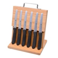 GRÄWE Brotzeitmesser Magnet-Messerhalter Bambus mit 6 Brötchenmessern - schwarz schwarz