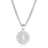 Kuzzoi Kette mit Anhänger Herren Panzerkette Kompass Maritim 925er Silber, Kompass silberfarben 50