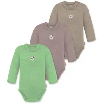 normani Outdoor Sports 3er Pack Baby Merino Langarmbody Tuai in Beige/Rosa/Grün | Gr.: 62