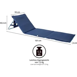 Onvaya Premium Strandmatte mit Rückenlehne | Strandliege faltbar | Strandmatratze dunkelblau | mit Tragegurt | 161 x 55 x 45 cm 2 Stück)