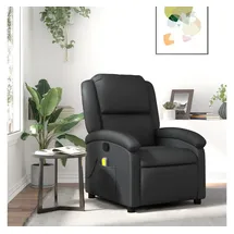 vidaXL Massagesessel Relaxsessel Leder 55,2 x 99,5 x 74,5 cm Schwarz mit Fernbedienung