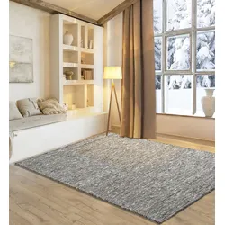 Wollteppich HOME AFFAIRE "Greith", bunt (grau multi), B:70cm H:12mm L:240cm, Schurwolle, Teppiche, Wendeteppich, meliert, reine Wolle, handgewebt, Scandi, Wohnzimmer
