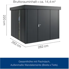 Hörmann Metall-Gerätehaus Juno JFD10 L-Sk 7016) 1-flg R F Flachdach