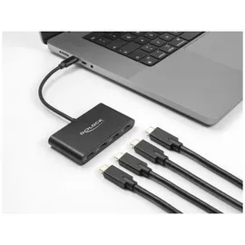 DeLock 64174 USB 3.2 Gen 1 USB Type-C Hub mit 3 x USB Type-C Buchse - Dockingstation - USB-C zu 4x USB-C, PD 100 Watt
