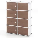 COSTWAY Schuhschrank Schuhboxen stapelbar transparent für 32 Paar weiß 126 cm