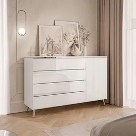 lookway Kommode AURORA SILVER 1D4S auf schräge chrom Beinen