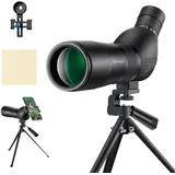 K&F Concept 20-60X60 Telescope Monokular Fernglas 45° Einstellbares Hi-Level-Zylinder-Fernglas zur Vogelbeobachtung mit Handy-Clip, Stativhalterung und Aufbewahrungstasche