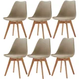 GrandCA HOME 6er-Set Esszimmerstühle, Skandinavische Stühle, Skandinavisches Design, Massivholzbeine, Ergonomisch, für Esszimmer, Wohnzimmer, Küche & Schlafzimmer (Khaki,6)