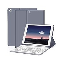 ZOYU Hülle mit Tastatur für iPad 9. Generation 2021/iPad 8. Generation 2020/iPad 7. Generation 2019, iPad 10,2 Hülle mit Tastatur, Bluetooth Tastatur Folio mit Stifthalter, QWERTZ Layout, Violett