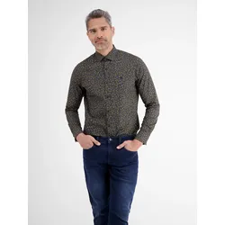 Poplin-Stretchhemd mit AOP - Classic Navy - S