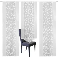 HOME WOHNIDEEN Schiebegardine JENNA (3 St), Klettband, halbtransparent, Schiebevorhang Jacquard, weiß, 57 cm, x 225 cm