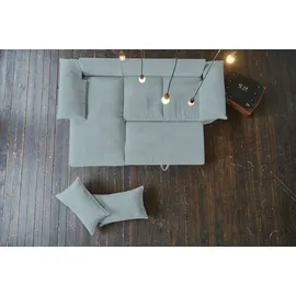 KAWOLA Sofa DAMETO Ecksofa Bettsofa Schlafsofa mit Stauraum Cord hellblau