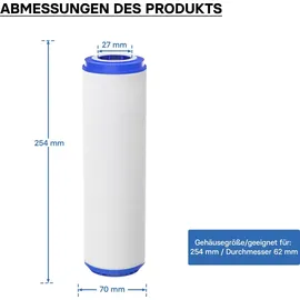 Wiltec Naturewater UDF-10A Aktivkohle Granulat Filter 10 Zoll (254 mm) 5 μ Ersatz Wasserfilter, Umkehrosmose Filter, Ersatz Filterkartusche