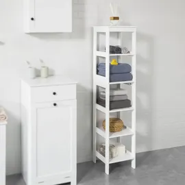 SoBuy Badezimmerschrank mit 5 Regalböden Weiß