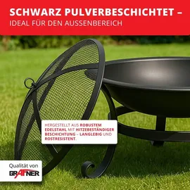 Grafner Feuerschale mit Funkenschutz, Kohlerost und Schürhaken, Ø 52cm
