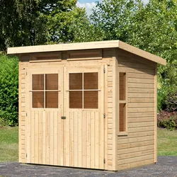 Gartenhaus KARIBU "Falkensee 2", beige (naturbelassen), ohne Fußboden, ohne Dacheindeckung, Holzwerkstoff, Gartenhäuser