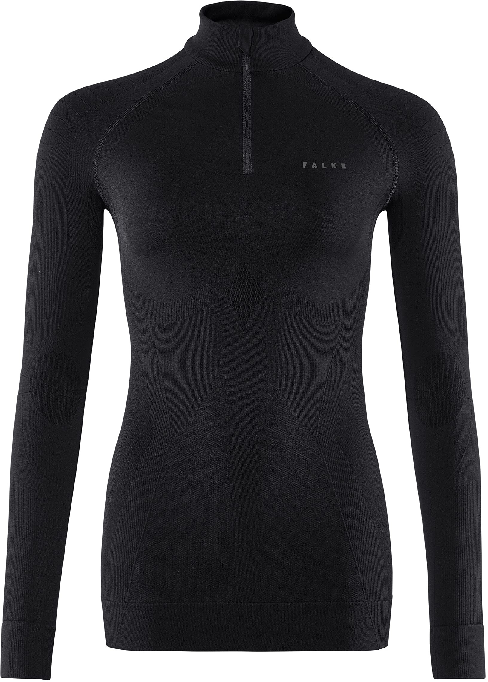 FALKE Damen Maximale warme rits W L/S Baselayer Shirt, Schwarz (Black 3000), L EU