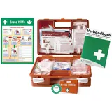 WM-Teamsport Erste Hilfe Kasten -Paket 2- nach aktueller DIN/EN 13157 für BÜRO & BETRIEBE inkl. DIN/EN 13164 für KFZ - AUSHANG + Verbandbuch (Perforierte Seiten)