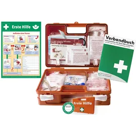 WM-Teamsport Erste Hilfe Kasten -Paket 2- nach aktueller DIN/EN 13157 für BÜRO & BETRIEBE inkl. DIN/EN 13164 für KFZ - AUSHANG + Verbandbuch (Perforierte Seiten)