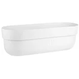 ENGELLAND - 1 x Blumenkasten, Blumentopf, Farbe: Weiß, Pflanzkasten mit Wasserspeicher/Drainagesystem und Abstandshalter, 50 cm, PP-Kunststoff, Balkonkasten, länglich, formstabil