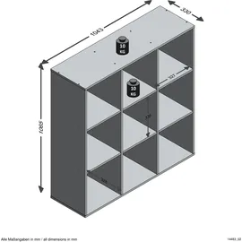 FMD Raumteilerregal Mega 5 9 Fächer 40 x 30 x 180 cm Weiß