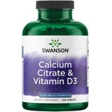 Swanson, Calcium Citrate & Vitamin D, mit 630mg Calcium und 500IU Vitamin D3 pro Tagesdosis, 60 Tabletten, Hochdosiert, Laborgeprüft, Sojafrei, Glutenfrei, Ohne Gentechnik