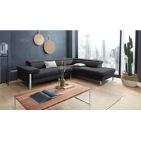 W.SCHILLIG Ecksofa finn, toller Sitzkomfort, L-Form, hochwertige Verarbeitungsdetails, German Design Award 2016, Fußgestell Chrom glänzend, Breite 281 cm schwarz