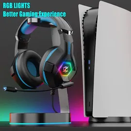 ozeino Gaming Headset for PS4 PS5 PC,PS4 Headset with Microphone 3D Surround Sound Headphones Noise Cancelling RGB Lights