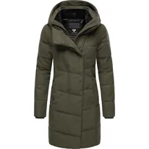Ragwear Wintermantel Pavla Coat stylischer Damen Steppmantel in Woll-Optik grün L (40)