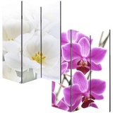 Mendler Paravent Raumteiler Trennwand M68-180x120cm, Orchidee