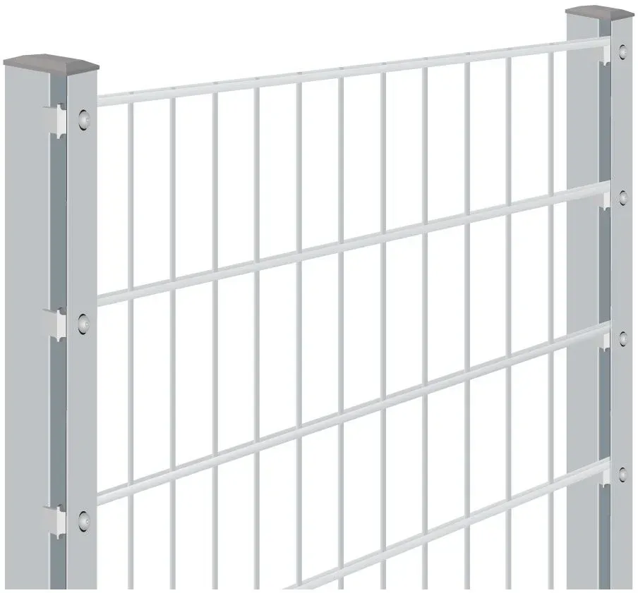 Doppelstabmattenzaun Rundum-sorglos-Paket Zink, Halteplättchen, 1030 mm,7,5 m,8/6/8 mm,gerade
