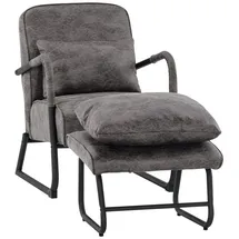 MCombo Relaxsessel MCombo Mikrofaser 4742 74 x 85 x 90 cm Grau mit Hocker