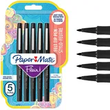 Paper Mate Flair Filzstifte | mittlere Spitze (0,7 mm) Schwarz | 5 Stück