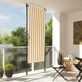 Myheimly Außenrollo Handkurbel-System Balkonrollo Senkrechtmarkise Sichtschutz Beschattung Sonnenschutz Außen Rollo Balkon Orange und Weiß 100x270 cm Stoff und Stahl