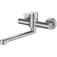 Küchen-Wandarmatur, Wandmischbatterie aus Edelstahl, 360° drehbar für Küchenspüle, heißes und kaltes Wasser, verstellbare Befestigungslöcher, 23 cm