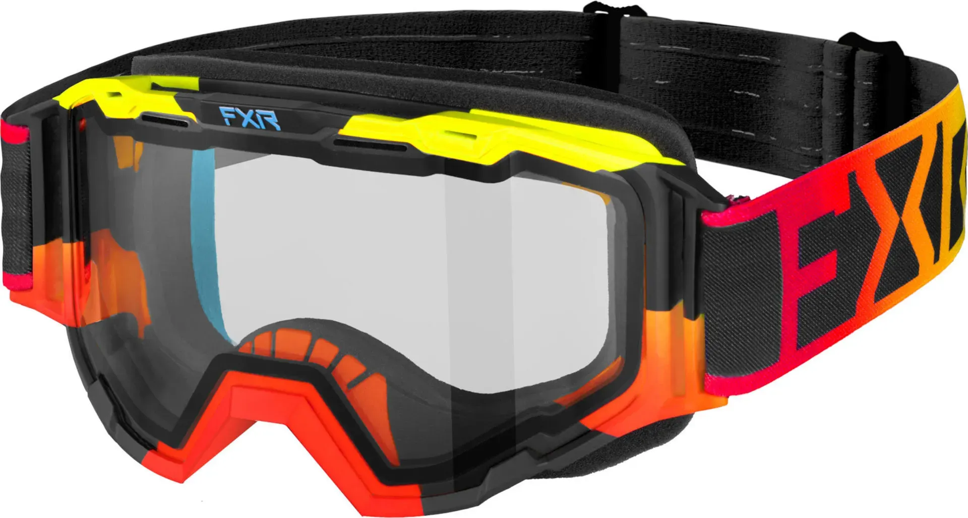 FXR Maverick Clear Boldline Jugend Snowmobil Brille, rot-gelb