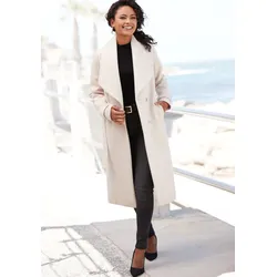 LASCANA Langmantel Damen Mantel Beige, Knielang, Reverskragen, Bindegürtel