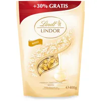 Lindt Schokolade LINDOR Kugeln weiß | 400 g | Ca. 30 Schokoladen Kugeln weiße Schokolade mit zartschmelzender Füllung | Pralinengeschenk | Schokoladengeschenk