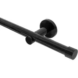 Gardineum 200 cm Gardinenstange Ø 20 mm "Cap", alle Längen bis 4,00 m möglich, modern, 1-Lauf, schwarz (ohne Ringe)