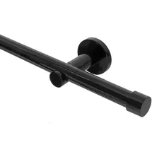 Gardineum 200 cm Gardinenstange Ø 20 mm "Cap", alle Längen bis 4,00 m möglich, modern, 1-Lauf, schwarz (ohne Ringe)