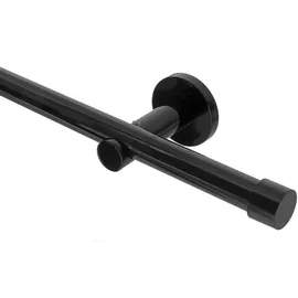Gardineum 200 cm Gardinenstange Ø 20 mm "Cap", alle Längen bis 4,00 m möglich, modern, 1-Lauf, schwarz (ohne Ringe)