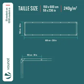 VOUNOT Abdeckplane 1,5 x 6 m Grau
