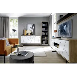 Quartier Sideboard Brolo 167 x 90,3 x 40 cm Eiche / Schwarz / Weiß