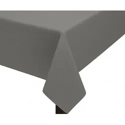 Leonado Vicenti Tischdecke Garten Rechteckig 130x220 cm Grau mit Paspel Band pflegeleicht Weichschaum abwischbar Rutschfest Wetterbeständig