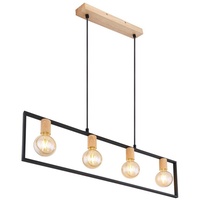 GLOBO Lighting Pendelleuchte DANIEL, Braun - Schwarz - Holz - Metall - 90 x 150 cm - 4-flammig