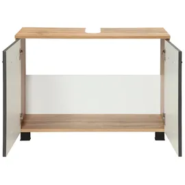 WELLTIME Waschbeckenunterschrank Trento 80 x 54 x 19 cm Braun/Grau